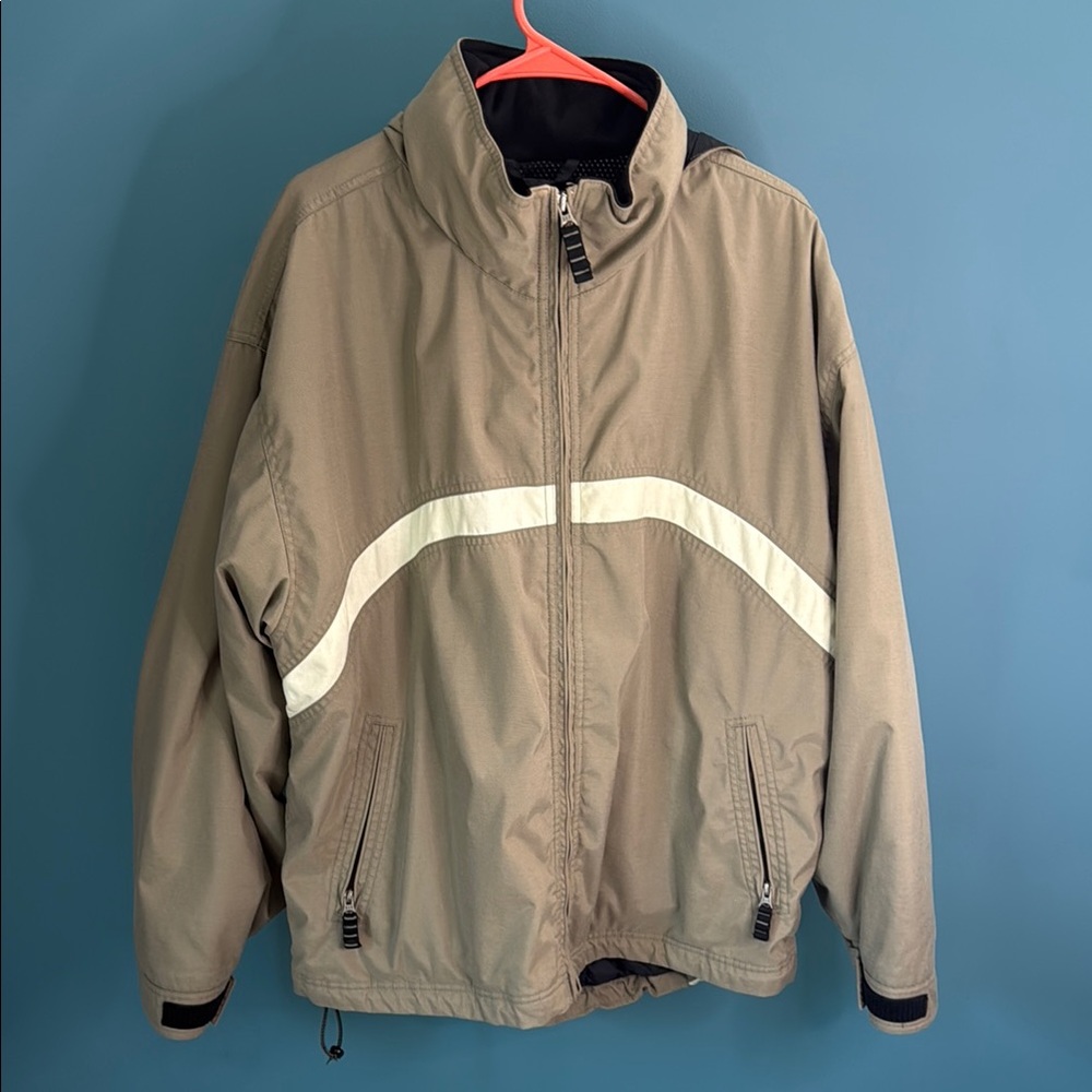 GAP Men's Tan Winter Coat with White Stripe